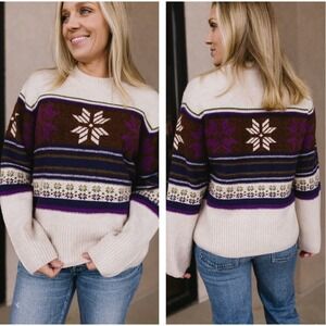 Faherty Snowdrift Sweater in Snowflake Print Size Large NWT